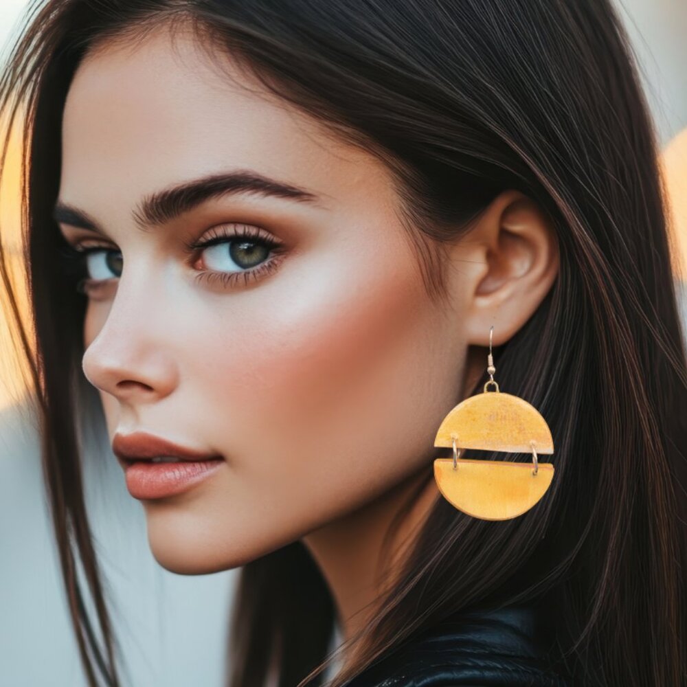 Boho Dangle Style Hand Crafted Spit Circle Paper Earrings